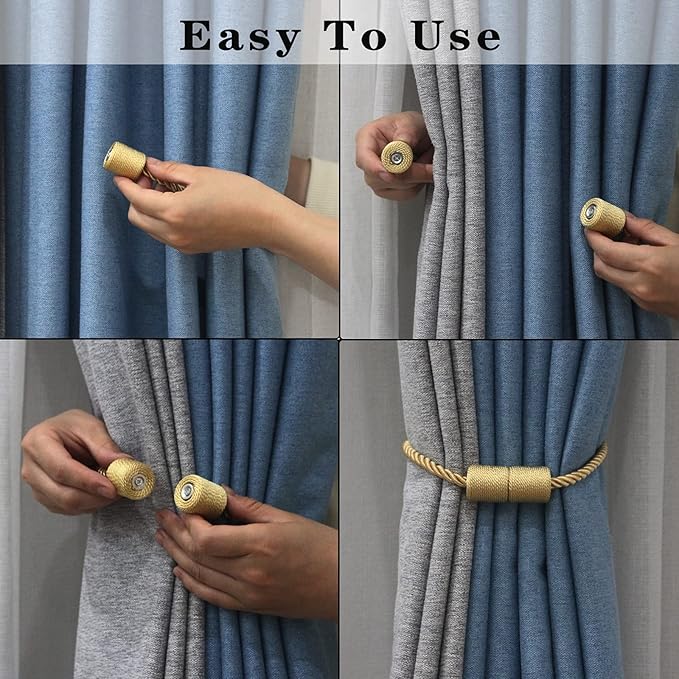 6 Pack Gold Strong Magnetic Curtain Tiebacks Outdoor Elegant Decorative Tie - Image 4