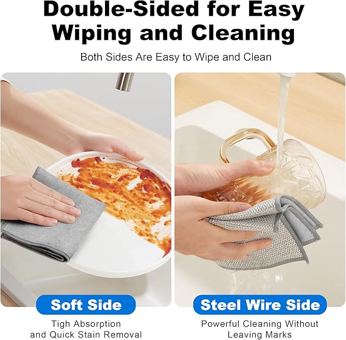 JOYMOOP Dual-Sided Silver Microfiber Cleaning Cloth, Reusable Non-Scratch - Image 2
