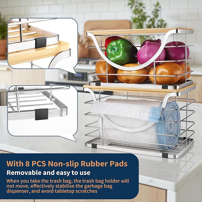 Extra Large Trash Bag Holder Stackable Kitchen Storage Slive, 2 Pack Wall - Image 5