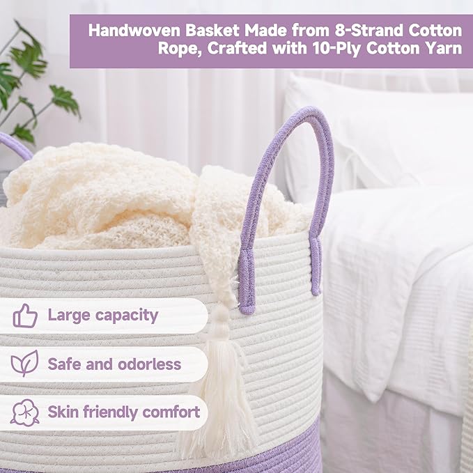 CLHMILY&Z 60L Laundry Basket Round Storage Rope Basket - Image 5