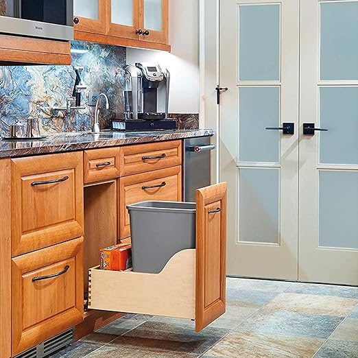 Rev-A-Shelf Pullout Trash Can for Kitchen Cabinet, Single 35 Qt Bin - Image 8