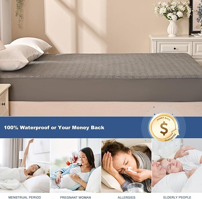 GRT Waterproof Mattress Protector King, Breathable Bamboo Charcoal Fiber - Image 6