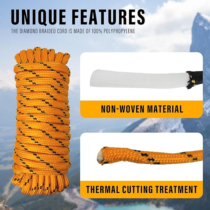 Diamond Braided Polypropylene Rope Nylon Rope Mix Thick Heavy Duty Ropes 3/8'' - Image 6