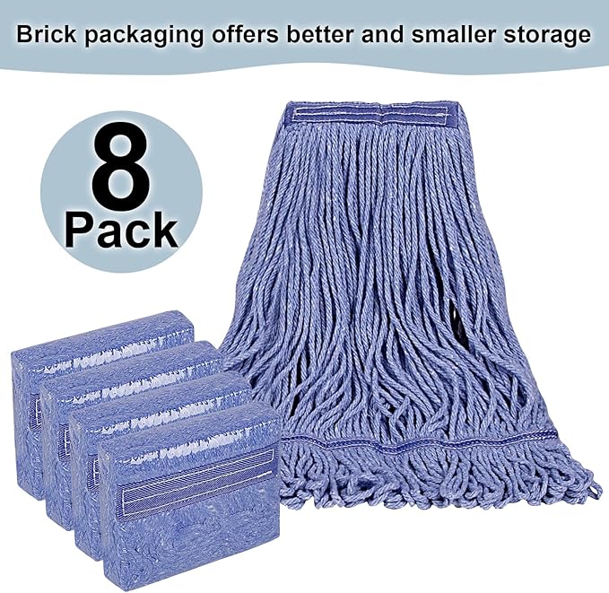 JERIA 8 Pack Heavy Duty Mop Head Replacements, String Mop Head - Image 2