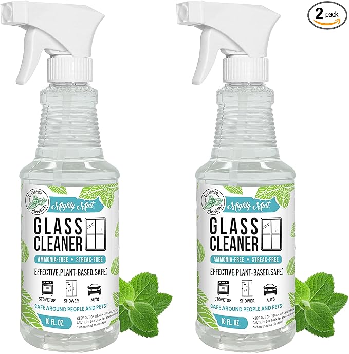 Mighty Mint Glass Cleaner, Ammonia-Free, Streak-Free Spray by MightyMint