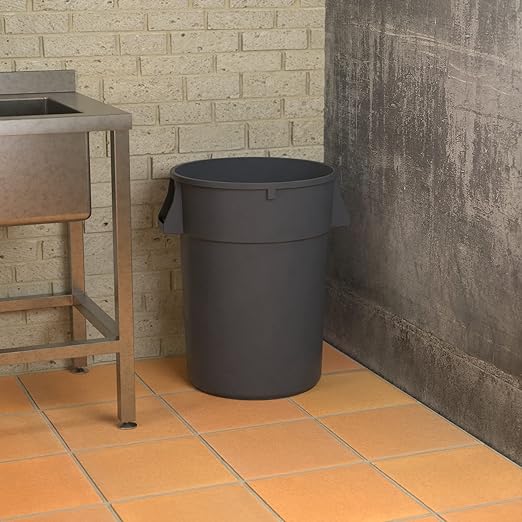 44 Gallon Gray Round Commercial Trash Can - Image 4