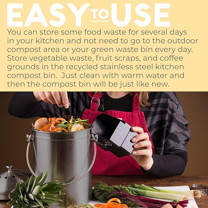 EPICA Countertop Compost Bin Kitchen | 1.3 Gallon | Odorless Composting Bin - Image 6