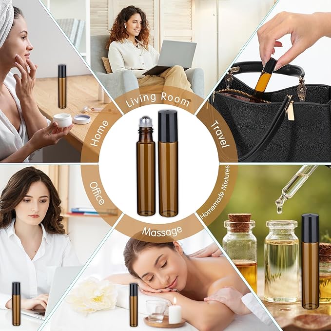 10pcs Amber Essential Oil Roller Bottles, 10ml Roller Bottles - Image 7