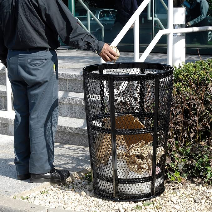 Global Industrial Outdoor Metal Trash Container Black, 48 Gallon - Image 6