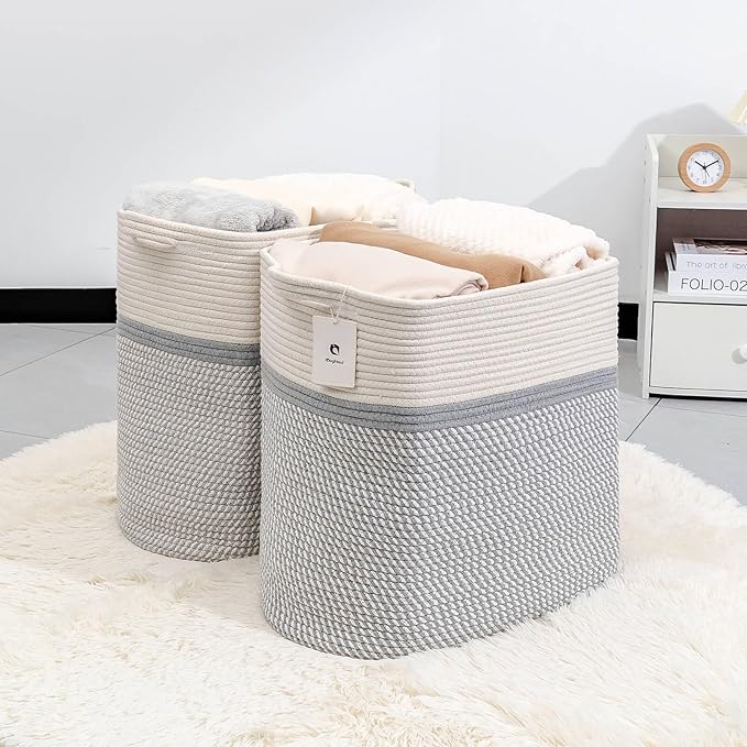 Storage Baskets for Clothes Fabric Cotton Rope Storage Basket - Image 3