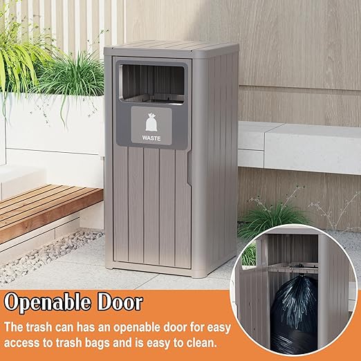 ROJIK 35" Tall Outdoor Trash Can, Weatherproof Resin Garbage Indoor Durable - Image 3