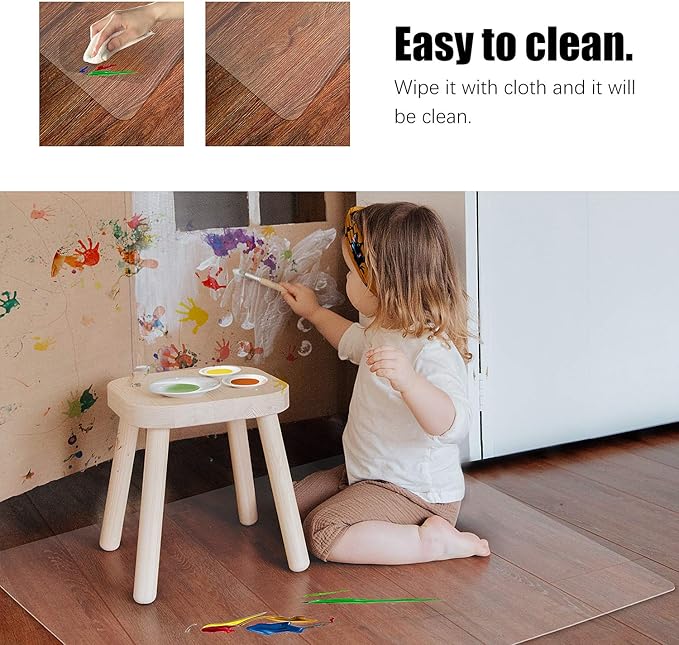Kuyal Clear Chair mat for Hard Floors 48 x 48 inches Transparent Floor Mats - Image 4