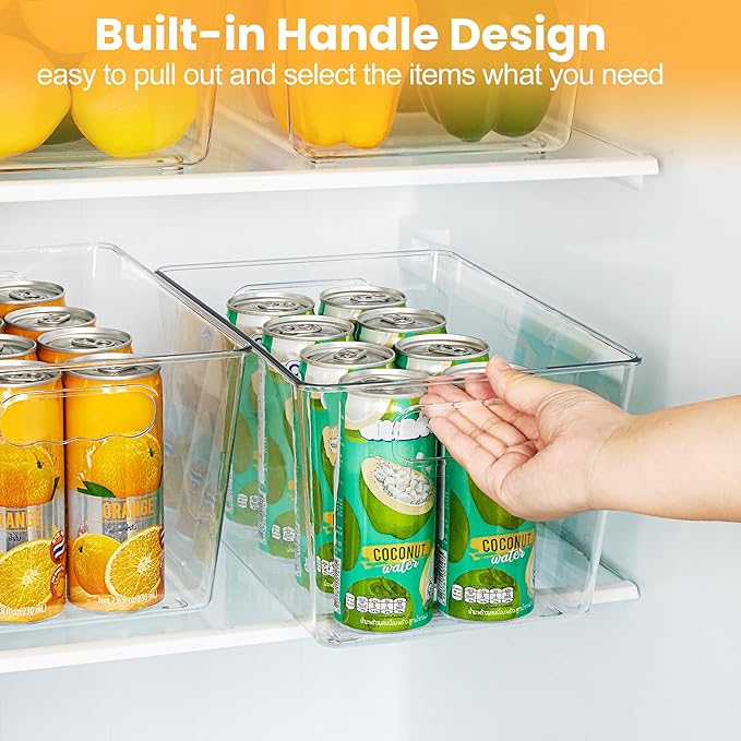 YIHONG Clear Plastic Storage Bins, 4 Pack Pantry Organizer Bins - Image 6