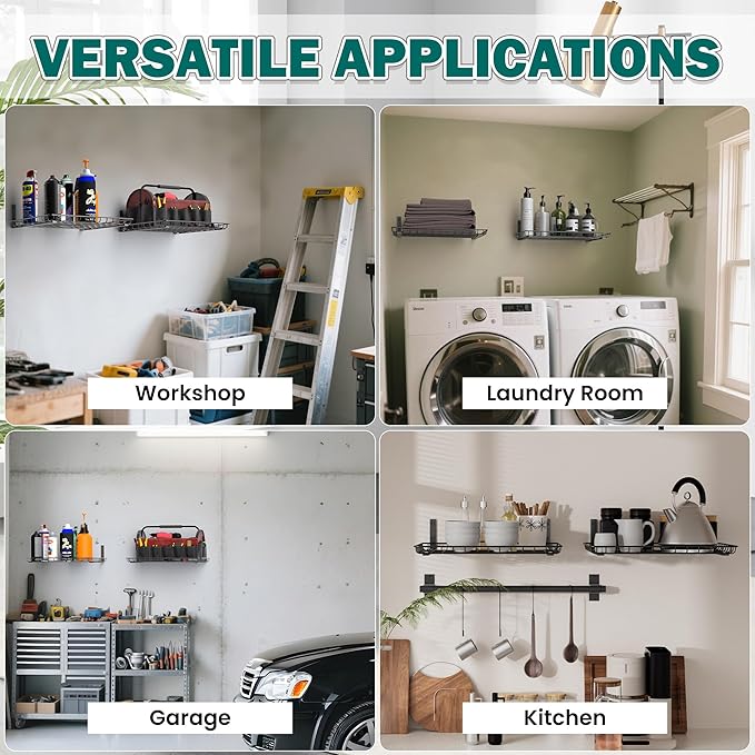 EVERHANGER Garage Wall Shelves 12x18 Inch, Wall Mounted Storage Shelf, Metal - Image 7