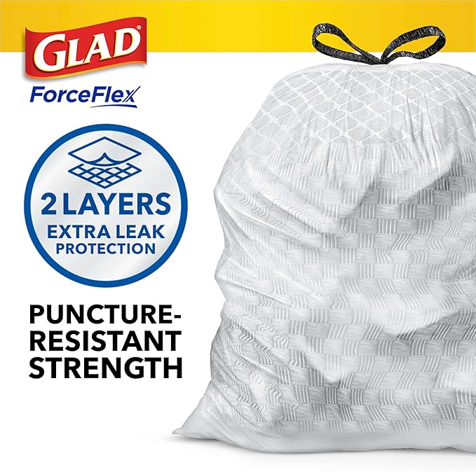 Glad Trash Bags, ForceFlex Tall Kitchen Drawstring Garbage Bags, 13 Gal - Image 2