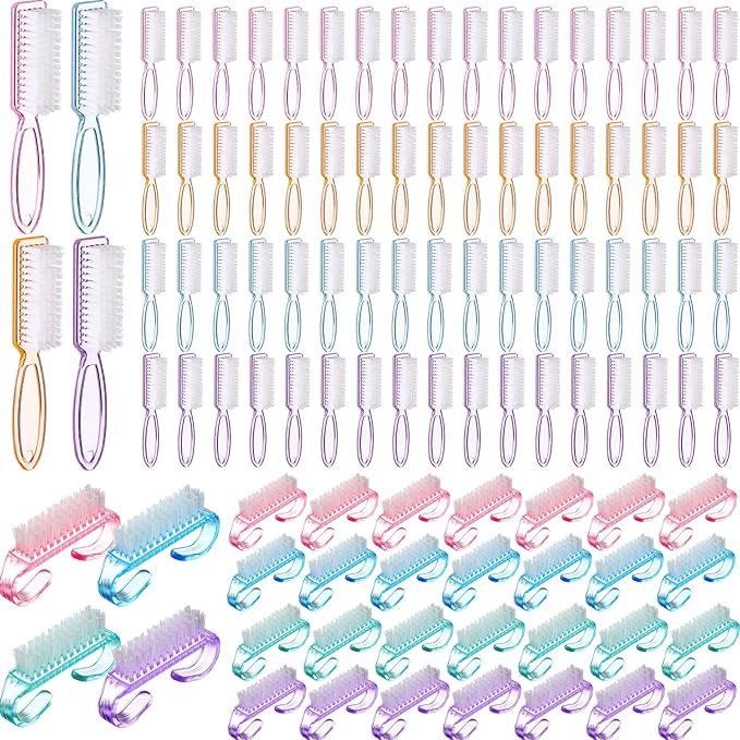Patelai 200 Pcs Handle Grip Nail Brush Bulk Colorful Nail Scrubber Fingernail by Patelai