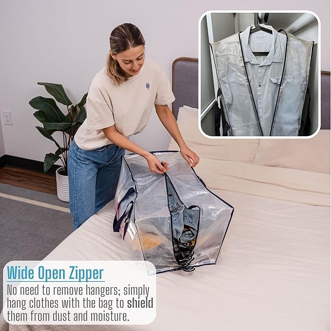 VENO 10 Pack Moving Bags Plastic Storage Totes Clothes Organization Large W - Image 2