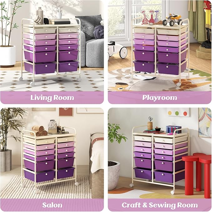 GOFLAME 12-Drawer Rolling Storage Cart, Mobile Utility Cart - Image 8