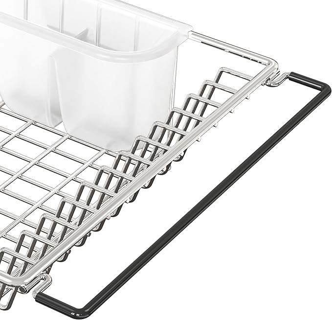SIMPLE HOUSEWARE Large Over Sink Counter Top Stainless Steel Dish Drainer - Image 8