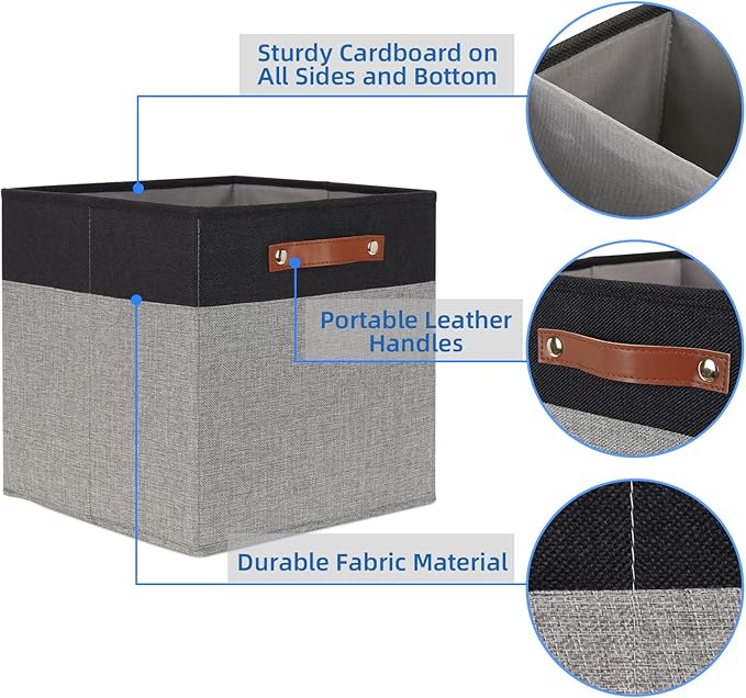 Temary 13 x 13 Storage Cubes Foldable Storage Cubes 4 Pack Canvas Storage Bin - Image 3