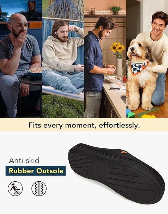 VeraCosy Men's Two-Tone Memory Foam House Slippers Indoor Outdoor Durable - Image 7