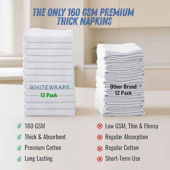 WHITEWRAP Flour Sack Towels 100% Cotton Dish Towel Reusable Baking Cloth - Image 5