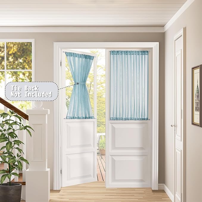 Tollpiz Short Sheer Door Curtain Closet Linen Textured Curtain Sheers Doorway - Image 2
