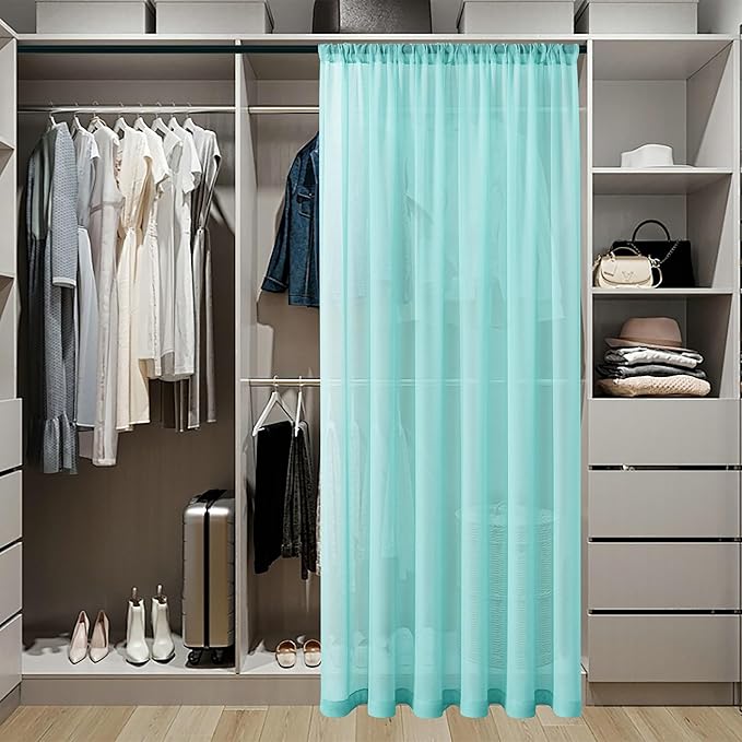 Tollpiz Sheer Curtains Closet Linen Textured Curtain Sheers Doorway Light - Image 3