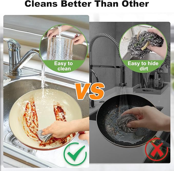 10pcs Non Scratch Wire Dishcloth Multipurpose Wire Dishwashing Rag - Image 3
