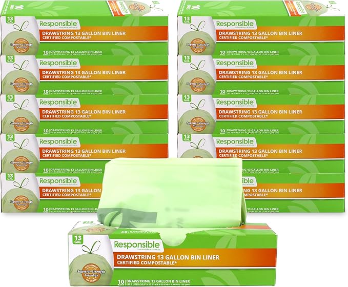 Responsible Products Kitchen Bin Liners, Certified Compostable, Heavy Duty - Image 2
