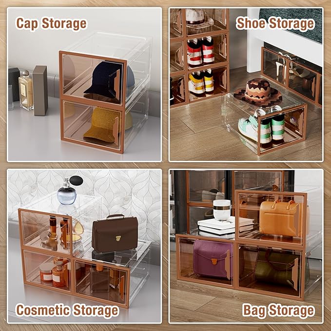 Shoe Storage Boxes Stackable, X-Large Plastic Clear Shoe Organizers - Image 6