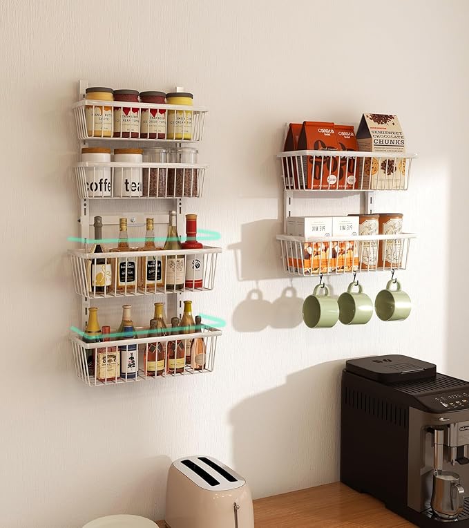 White 12 Inch Wide Narrow Over The Door Pantry Organizer, Pantry Organization - Image 5