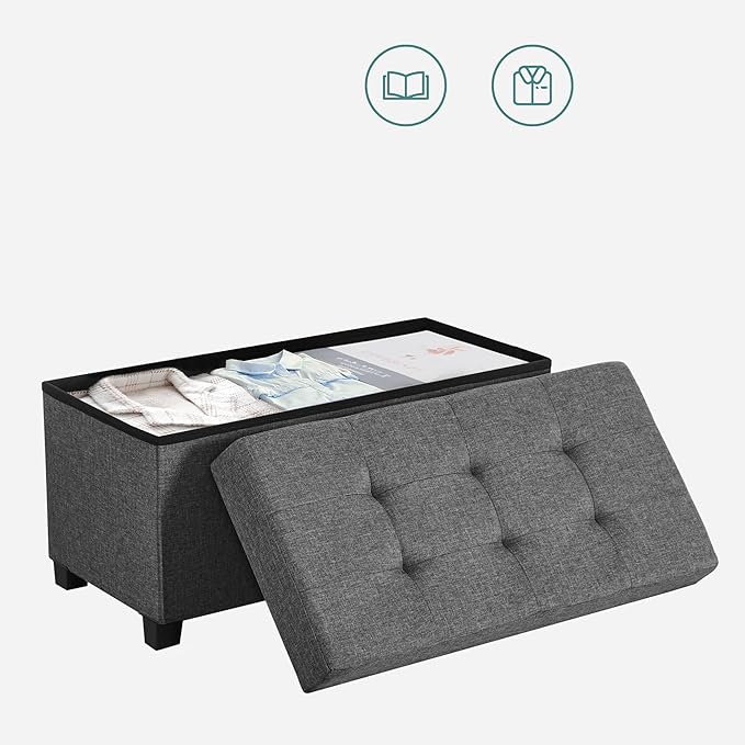 SONGMICS Storage Ottoman Bench, Foldable Foot Rest - Image 8