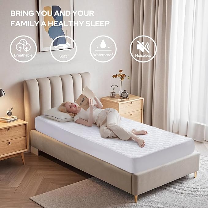 BEDLORE Waterproof Mattress Protector, Twin Size Mattress Pad - Image 3