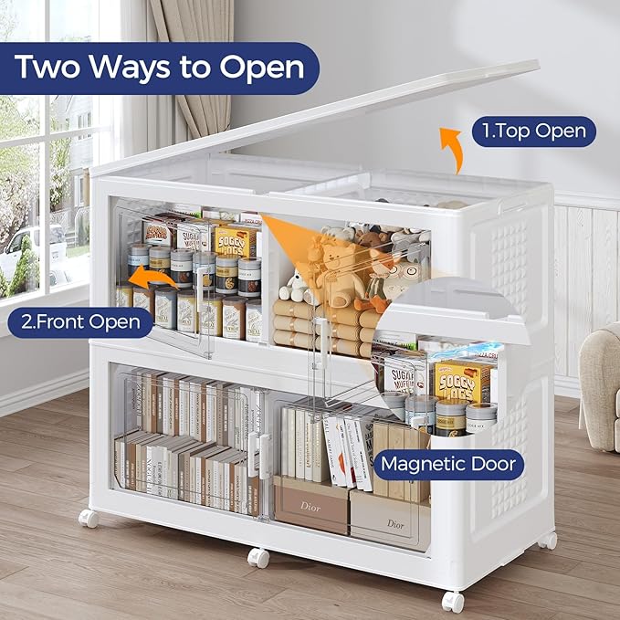150GAL Storage Bins with Lid and Wheels, Stackable Closet Organizers and - Image 4