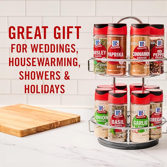 McCormick Spice Rack, Two Tier Chrome, Featuring 16 Herbs & Spices - Image 4