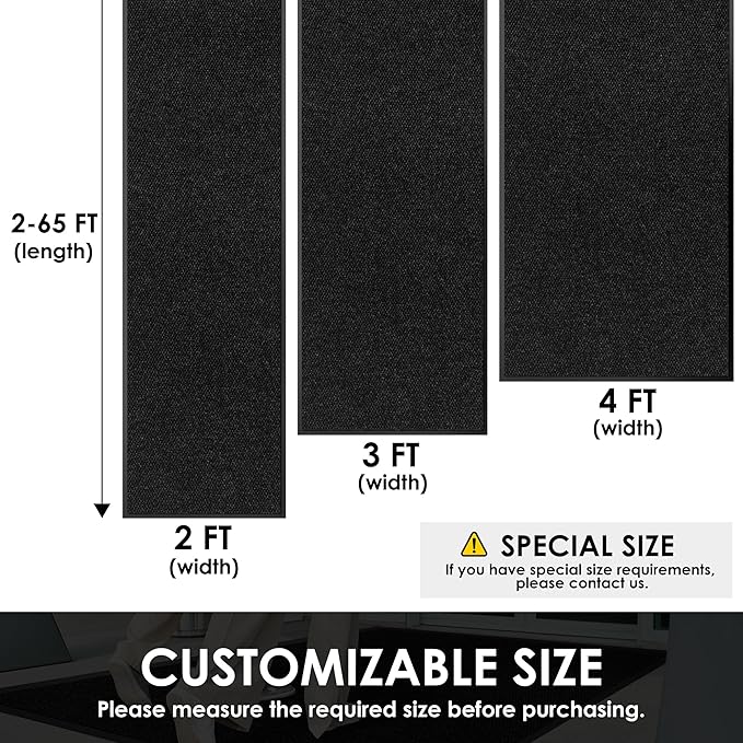 2′ x 45′ Front Door Mat Indoor Outdoor Entrance, Commercial Floor Mat Heavy - Image 2