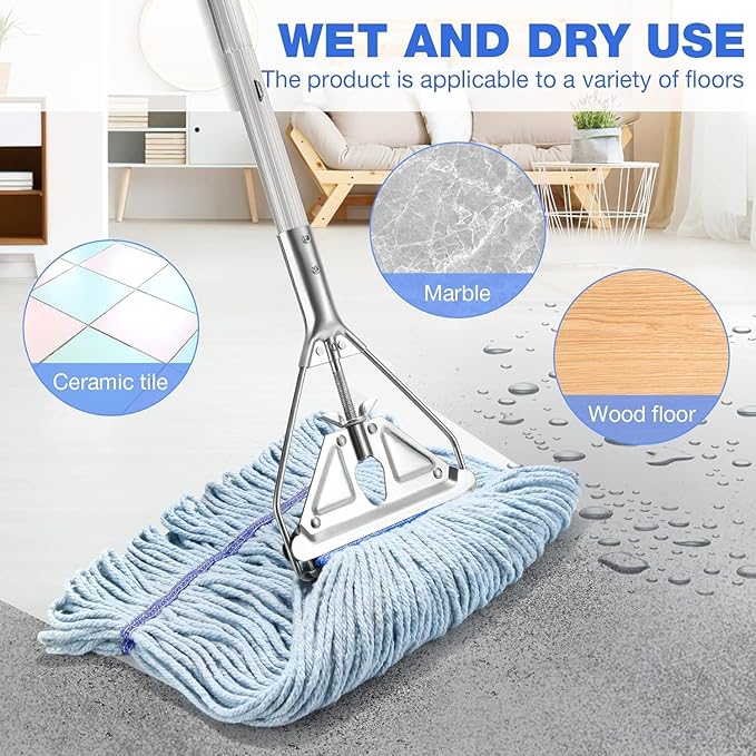 Commercial Mop Handle Heavy Duty, Industrial Metal Mop Stick Replacement - Image 2