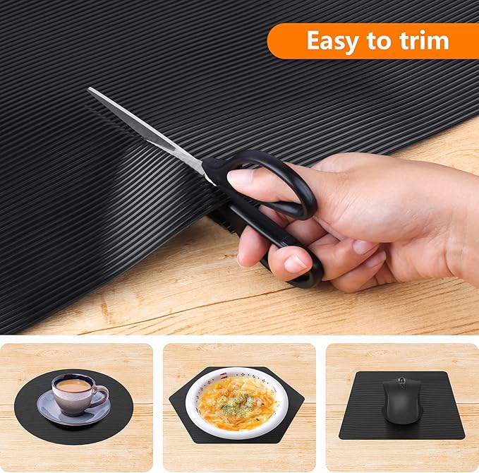 Black Shelf Liners for Kitchen Cabinets Non-Adhesive, Drawer Mat Liner for - Image 3