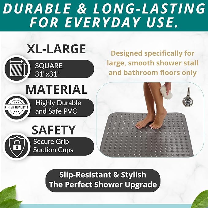 ENKOSI Extra Large Square Non Slip Shower Mat - Image 3