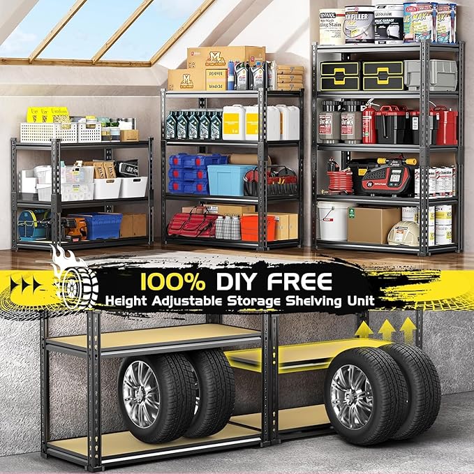 TigerParty 2050LBS Heavy Duty Garage Shelving, 5-Tier Adjustable Storage Shelves - Image 7