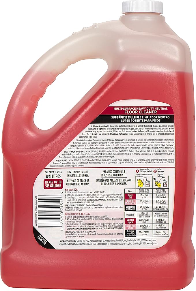 SC Johnson Professional Heavy Duty Neutral Floor & Surface Cleaner 1 Gallon - Image 3