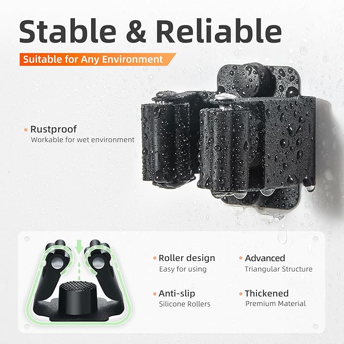 5 PCS Broom Holder Wall Mount, Upgraded Heavy Duty Mop and Broom Holder Wall - Image 2