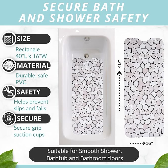 ENKOSI Bath Mat – Large 40 x 16 Inch Non-Slip Bathtub Mat - Image 3