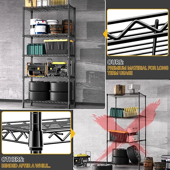 1250 lbs 5 Tier Shelf Metal Storage Shelves Shelving Wire Rack Heavy Duty - Image 5