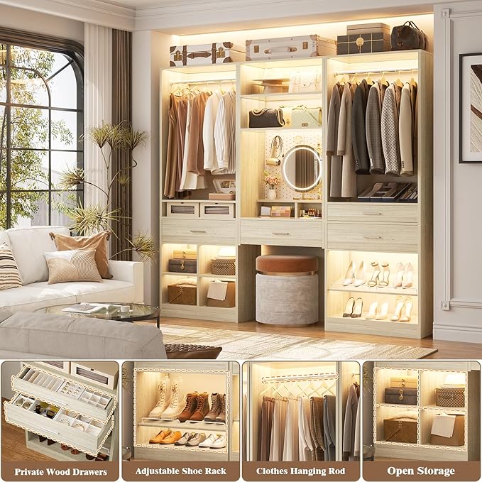 Unikito 75” Modular Closet System, Freestanding Closet Organizer - Image 5