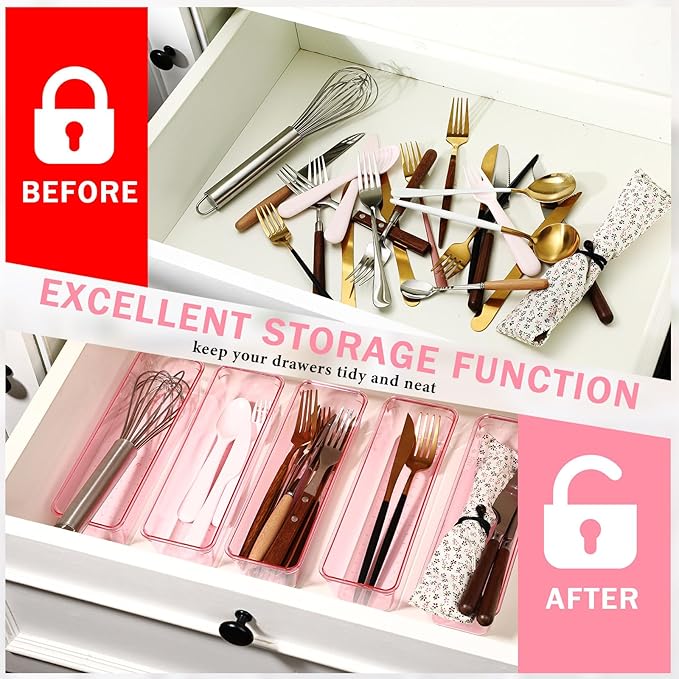 Maitys 12 Pcs Vanity Drawer Organizer 9 x 3 x 2 Inches Clear Plastic Utensil - Image 4