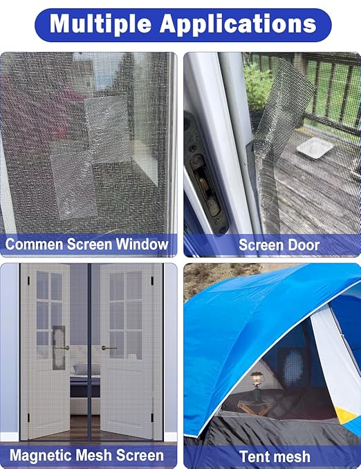 wohohoho Window Screen Repair Tape, 4 in X 40 FT Grey Screen Patch Repair Kit - Image 9