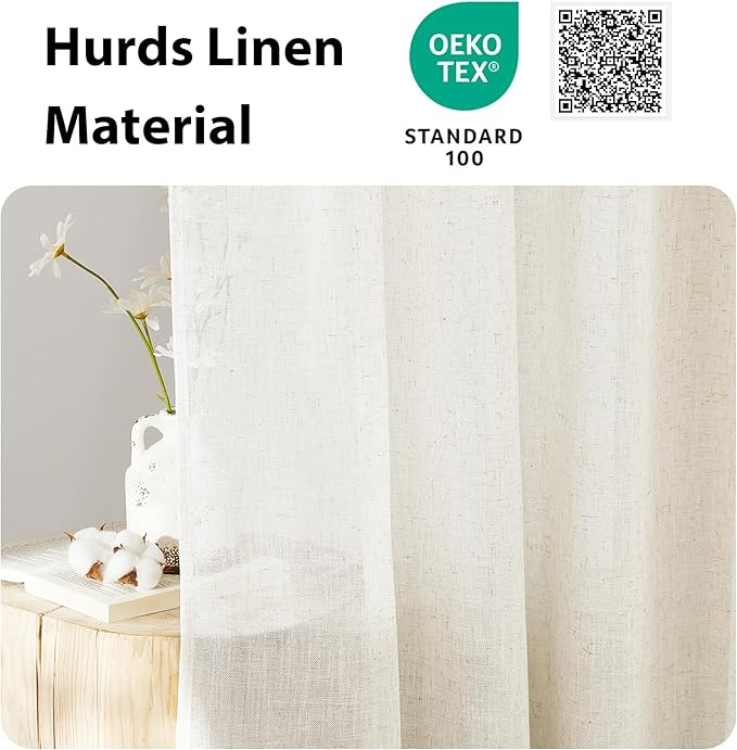 NICETOWN Linen Sheer Patio Door Curtain Drapery Panel - Image 5