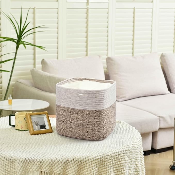 3 Pack Storage Cubes 11 Inch Cotton Rope Woven Baskets - Image 4
